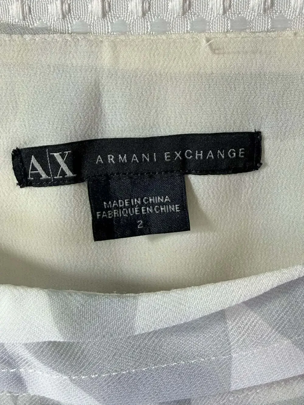 Armani Exchange  Light-Gray and White Geometric Pattern Layered Mini Skirt
